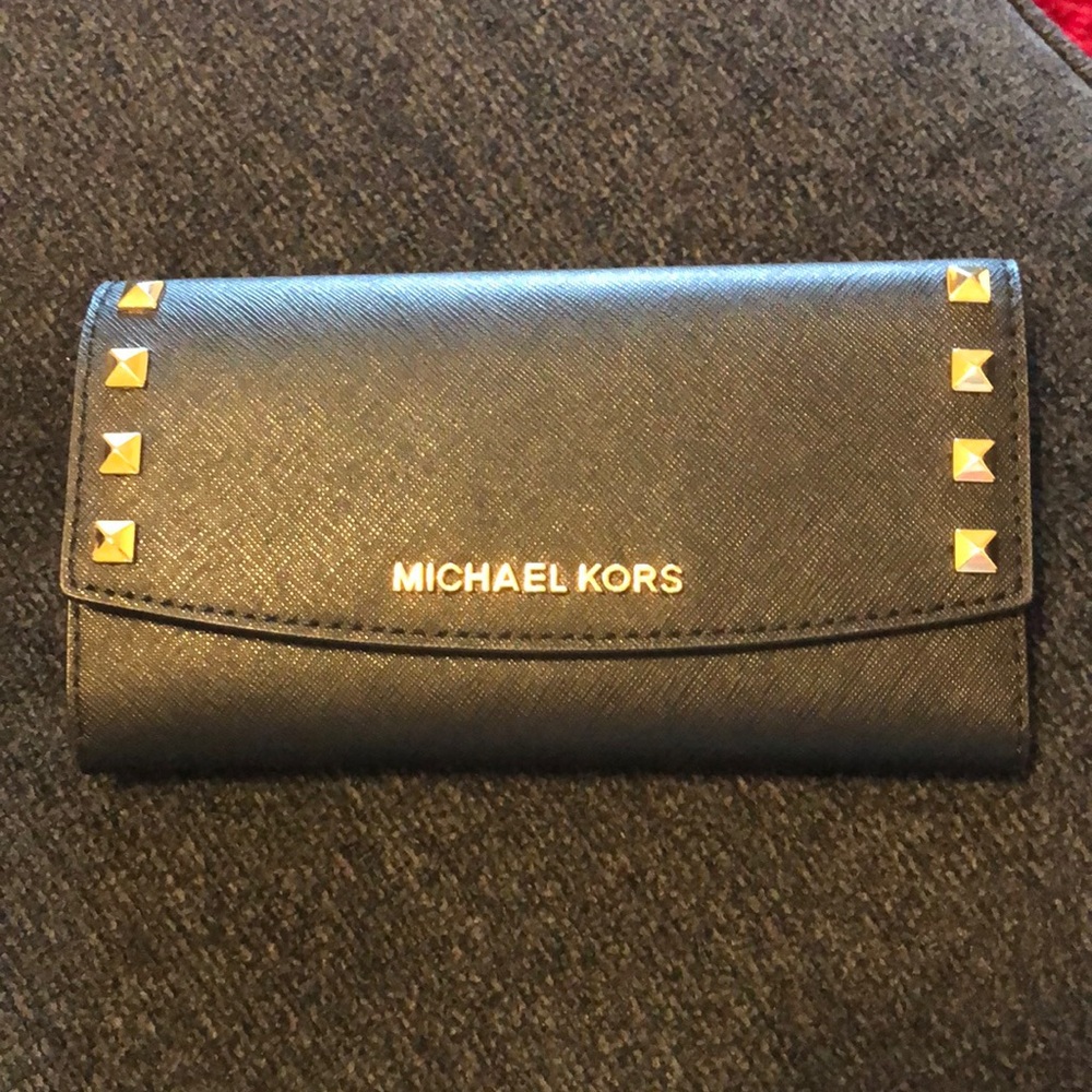 MK black studded wallet